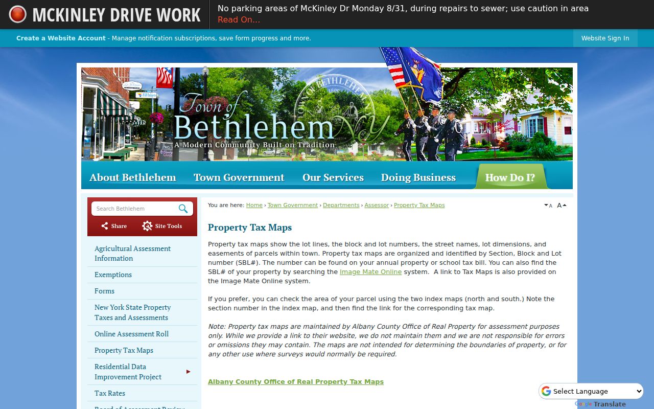 Town of Bethlehem street directory property tax map guidance