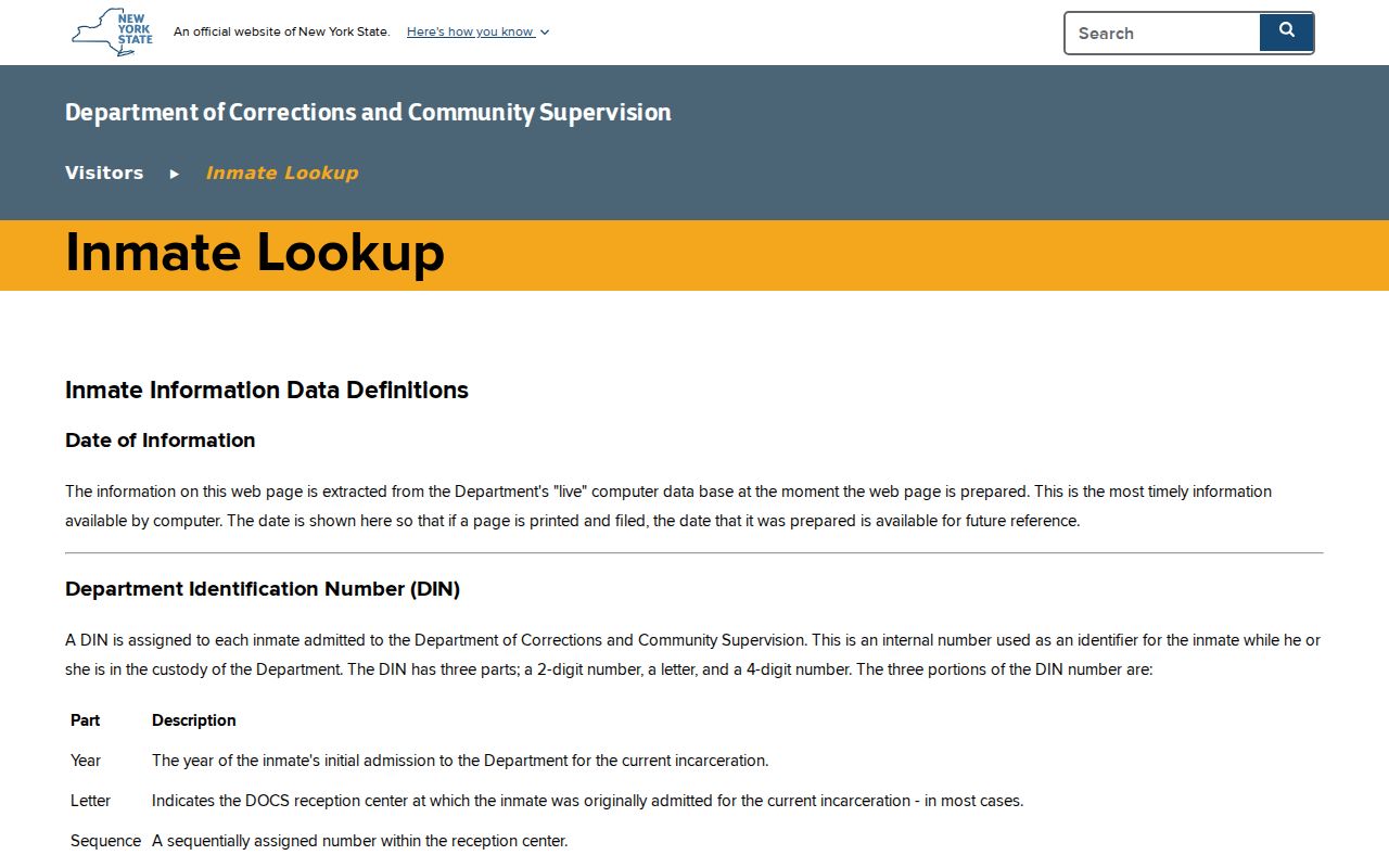 Town of Bethlehem resident lookup NYS DOCCS incarcerated individual search